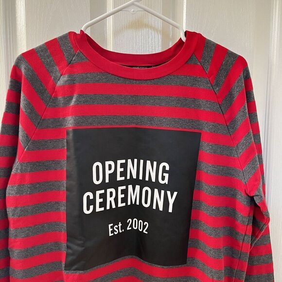 Opening Ceremony Red and Gray Striped Crewneck Sweatshirt Women's Size Medium - Picture 2 of 13